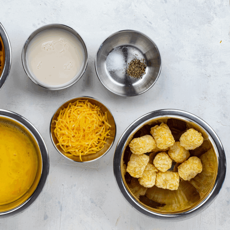 Ingredients needed for Bob Evans Sausage & Egg Breakfast Bowls Recipe on kitchen table.