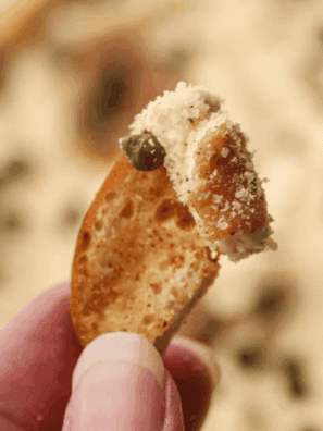 Crispy Easy Air Fryer Everything Bagel Chips seasoned with everything bagel seasoning.