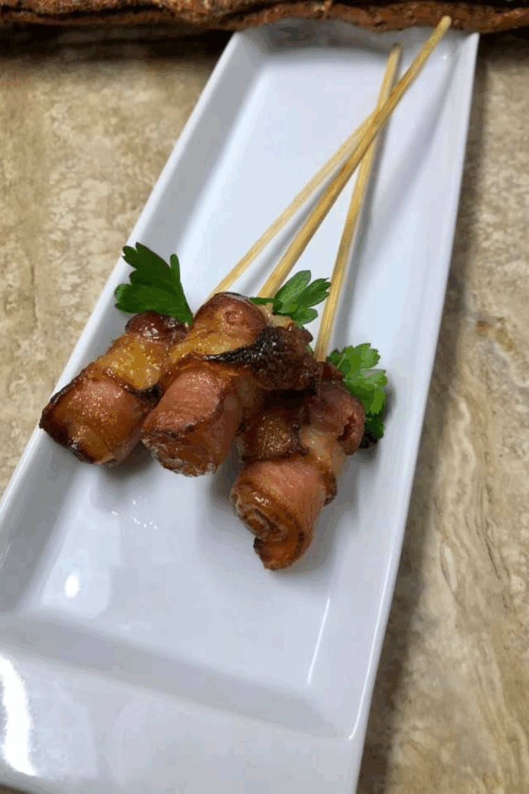 Crispy and golden Air Fryer Maple Sugar Glazed Bacon Roses, glazed with maple sugar for a savory-sweet flavor combination.