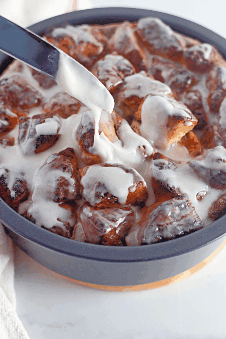 Air fryer coffee cake with cinnamon swirls ready to serve