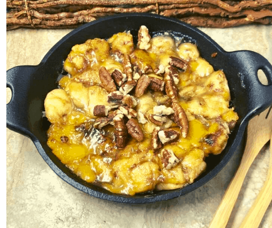 Air Fryer Cinnamon Roll Peach Cobbler