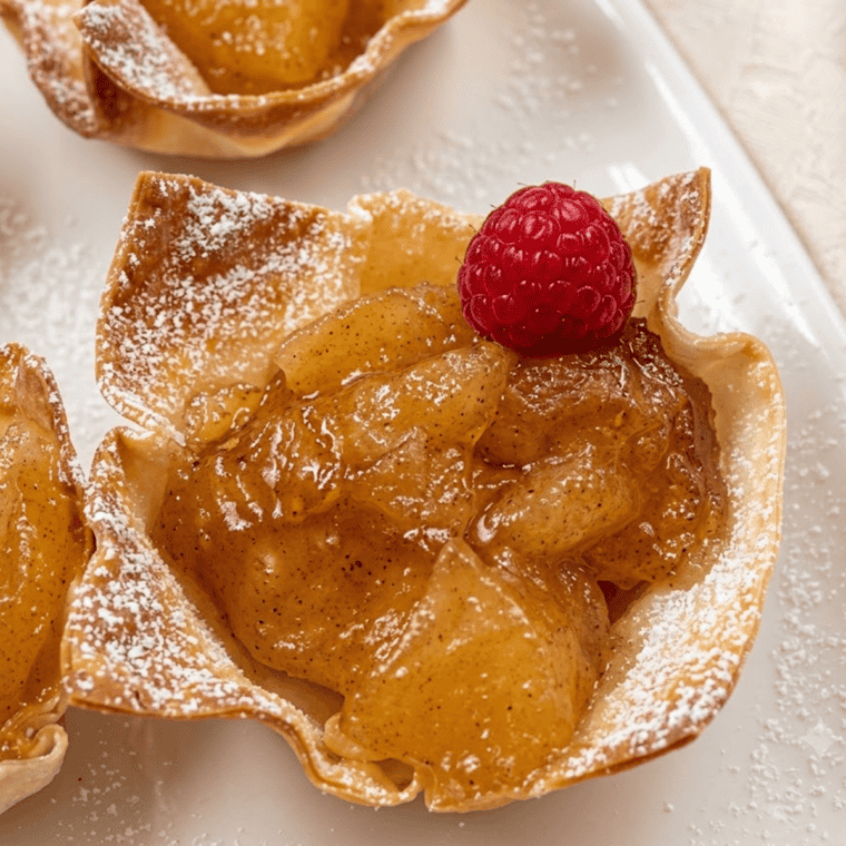 Close-up of a crispy air fryer mini apple pie with golden edges