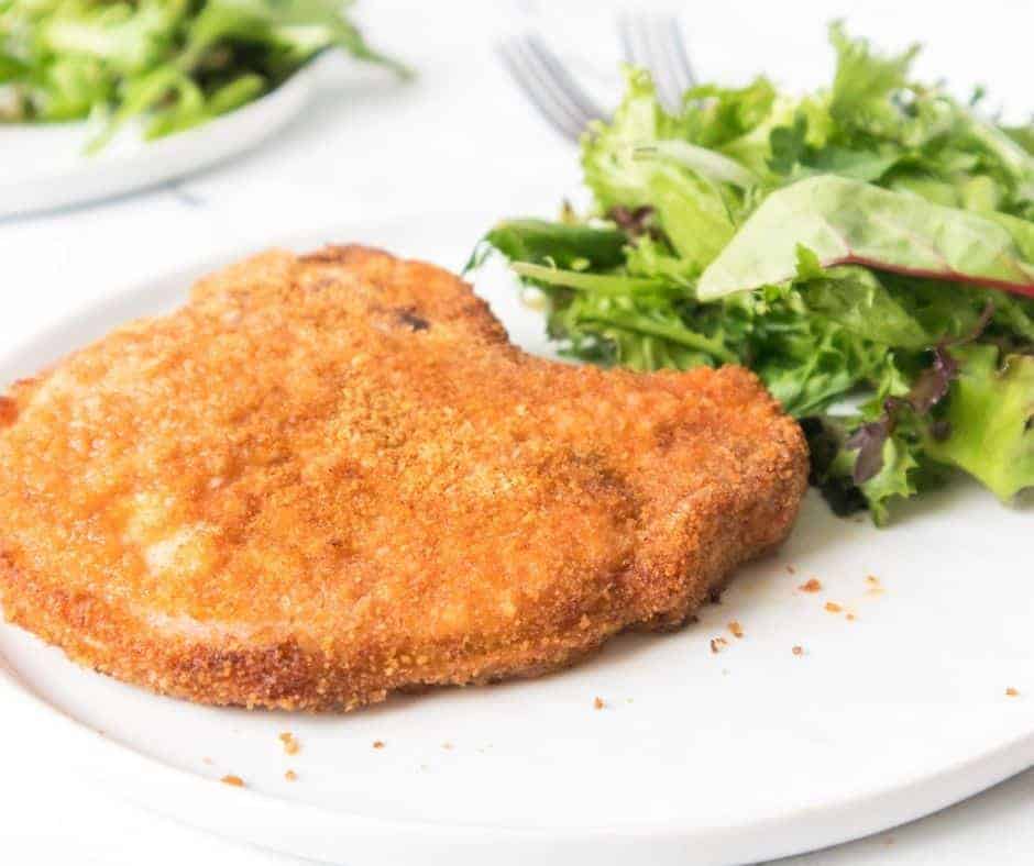 plate with air fryer breaded pork chops