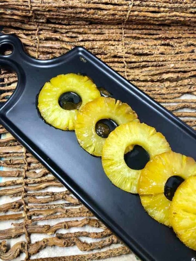 Air Fryer Canned Brown Sugar Grilled Pineapple Fork To Spoon