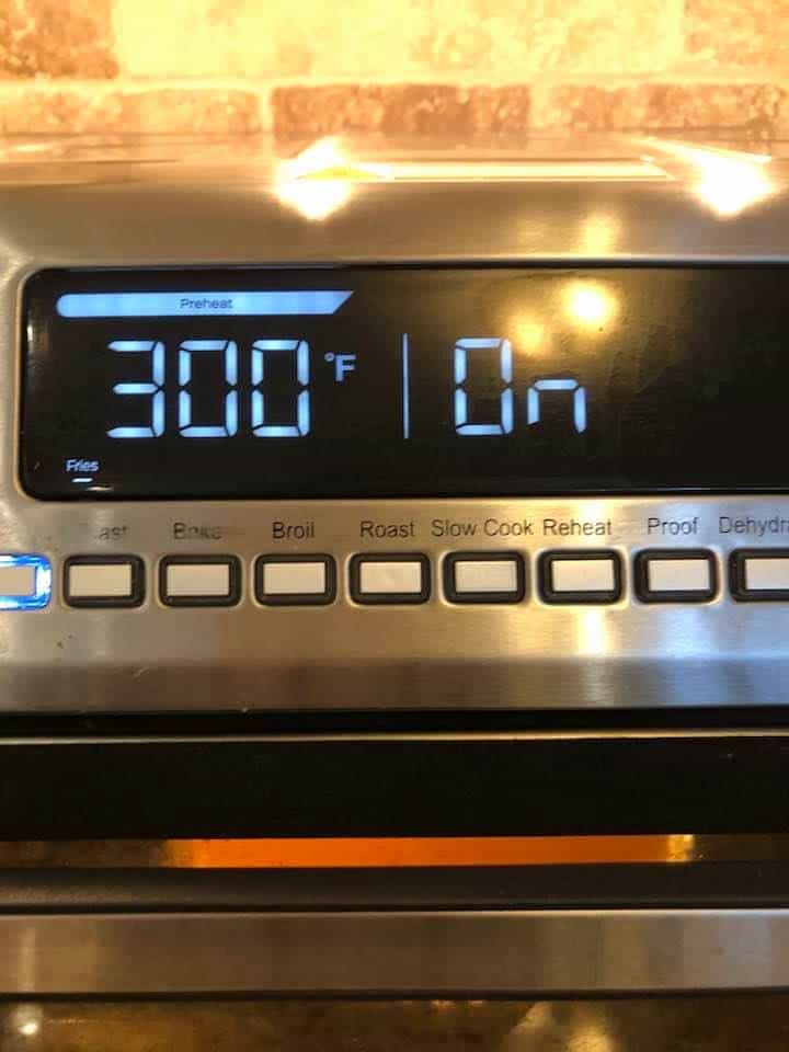 Air Fryer set to 300 degrees F. 