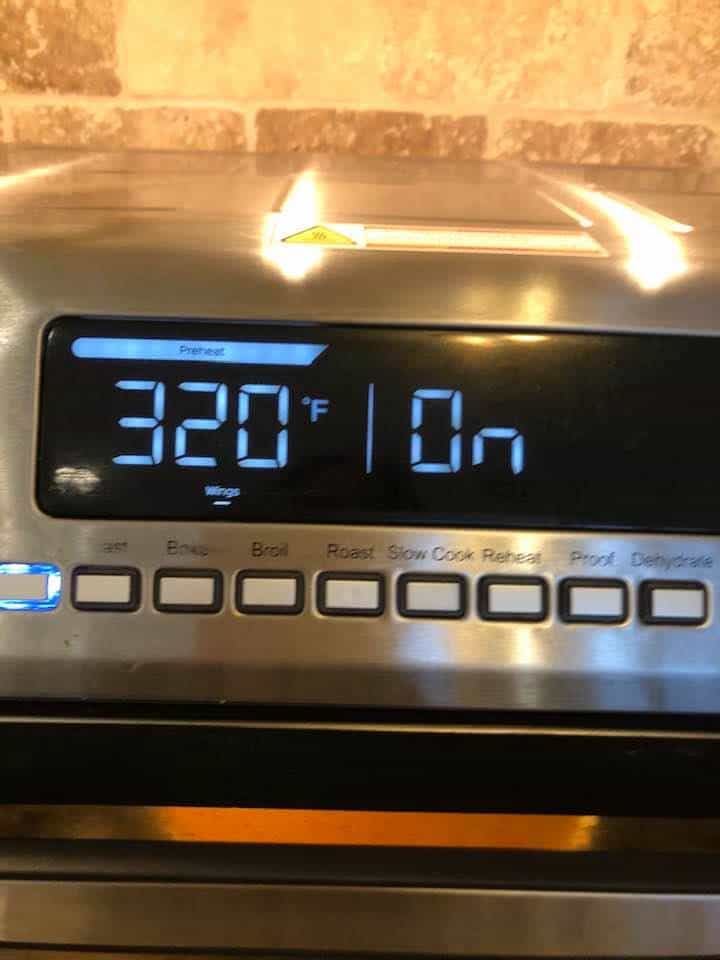Air fryer temperature set to 320 degrees F. 