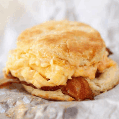 Air Fryer Breakfast Biscuits With Eggs & Bacon