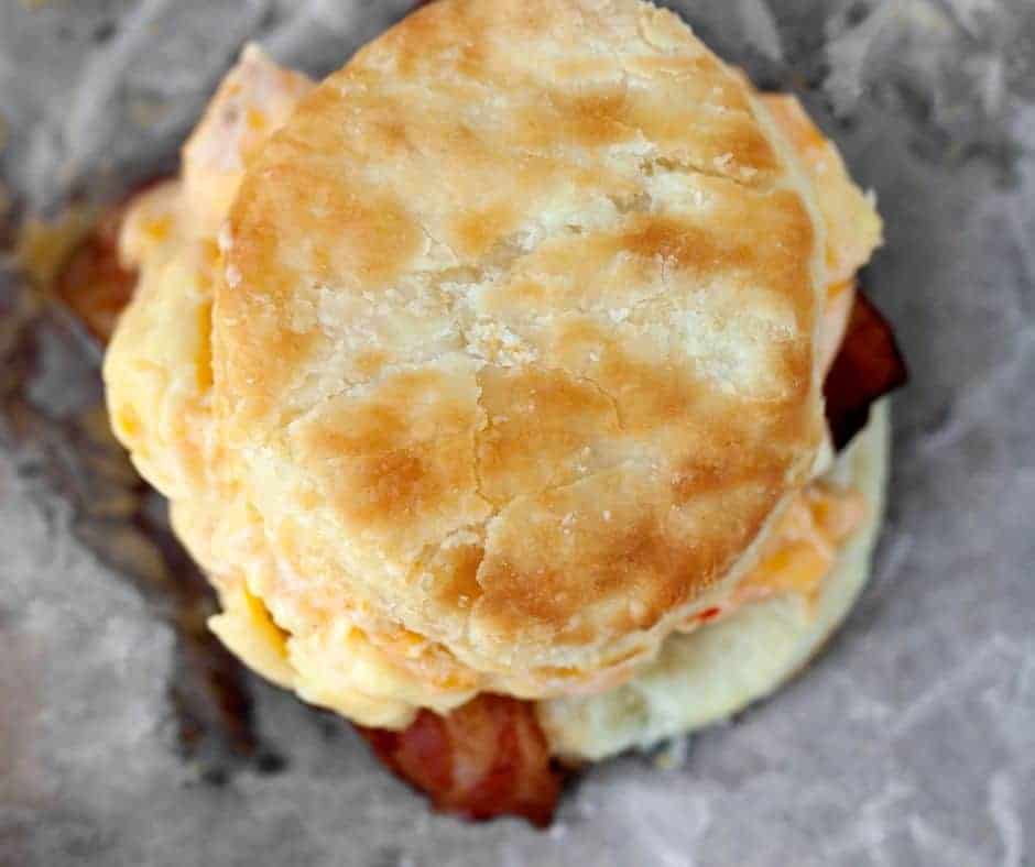 Air Fryer Breakfast Biscuits With Eggs & Bacon