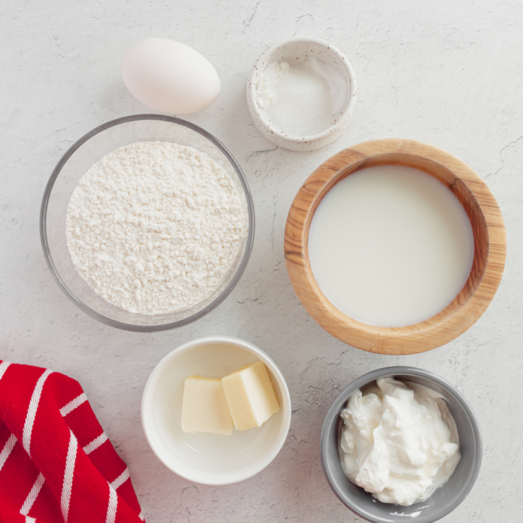 Ingredients needed for air fryer chocolate Chip Pancake Bites.