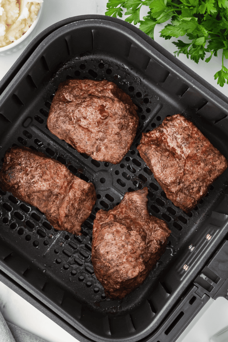 Juicy and tender Air Fryer Flat Iron Steak, cooked to perfection with a crispy seared crust.