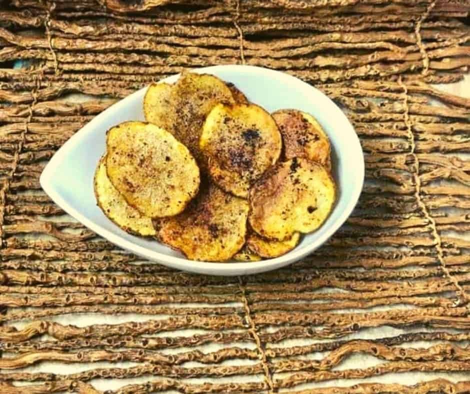 Air Fryer Homemade BBQ Potato Chips Fork To Spoon