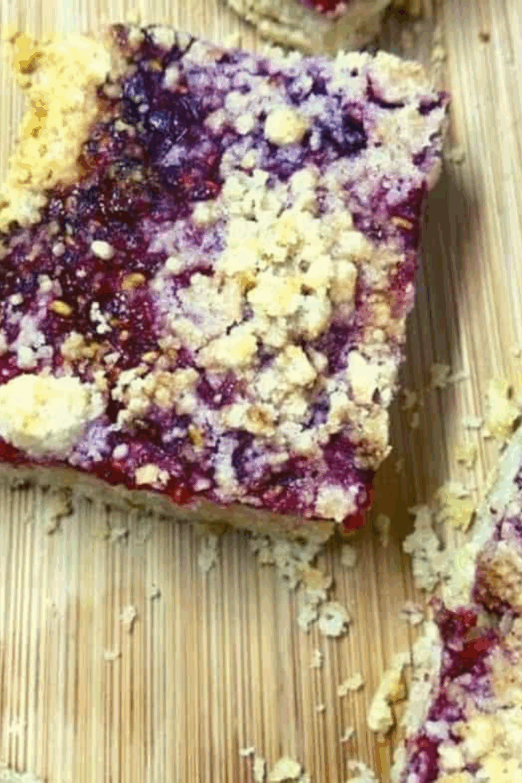 Freshly baked air fryer raspberry pie bars with golden crust