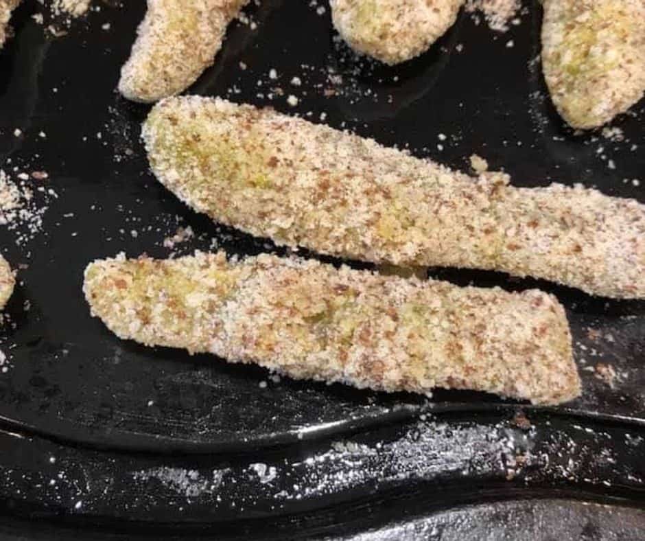 Coated Pickle Spears With Almond Meal