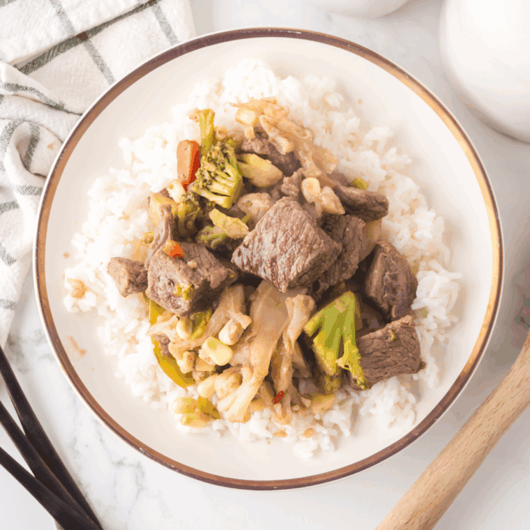 "Tender beef and crisp vegetables cooked in Ninja Foodi"