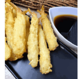 air fryer tempura shrimp on a platter