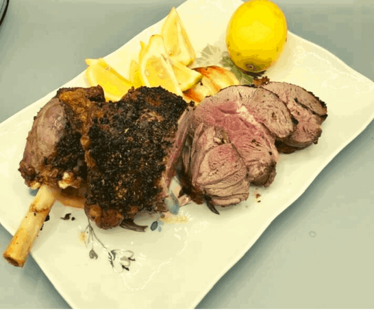 air-fryer-roasted-leg-of-lamb-with-garlic-and-rosemary-fork-to-spoon