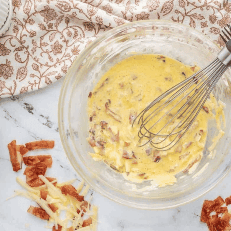 Mix ingredients in the mixing bowl, with a whisk.