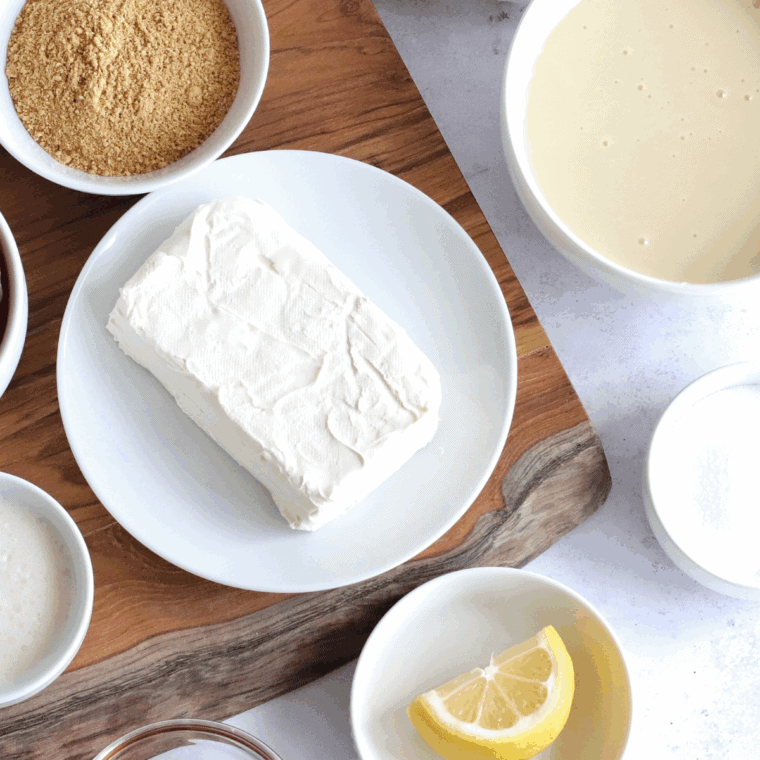 Ingredients needed for Air Fryer Crescent Lemon Danish on kitchen table.