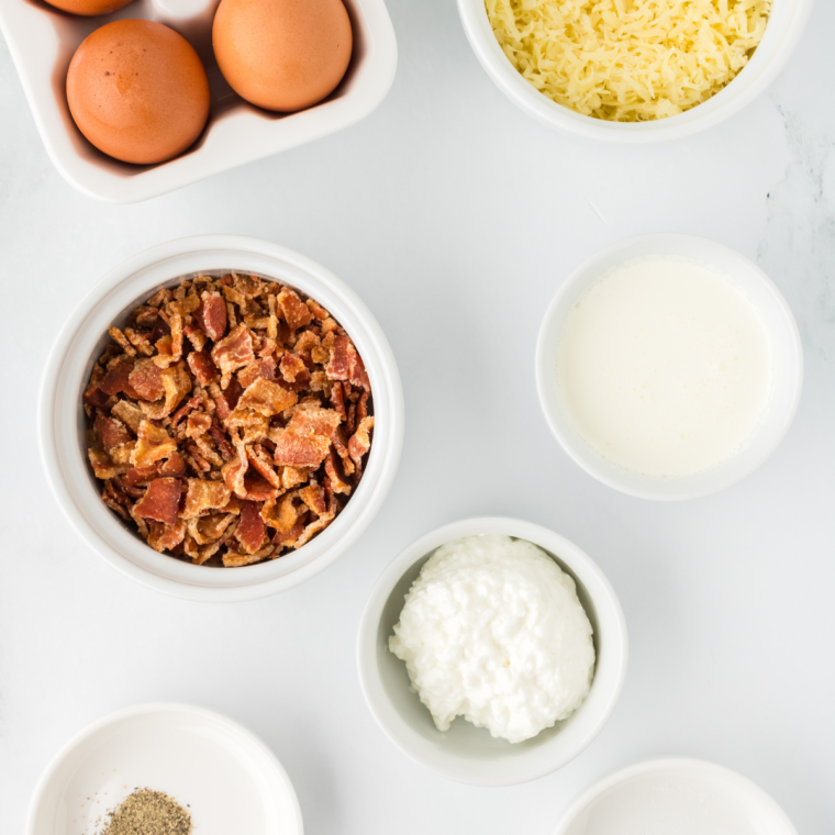 Ingredients needed for Air Fryer Breakfast Quesadilla on kitchen table.