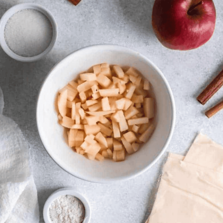 Ingredients needed for Air Fryer Copycat McDonald’s Apple Pie on kitchen table.