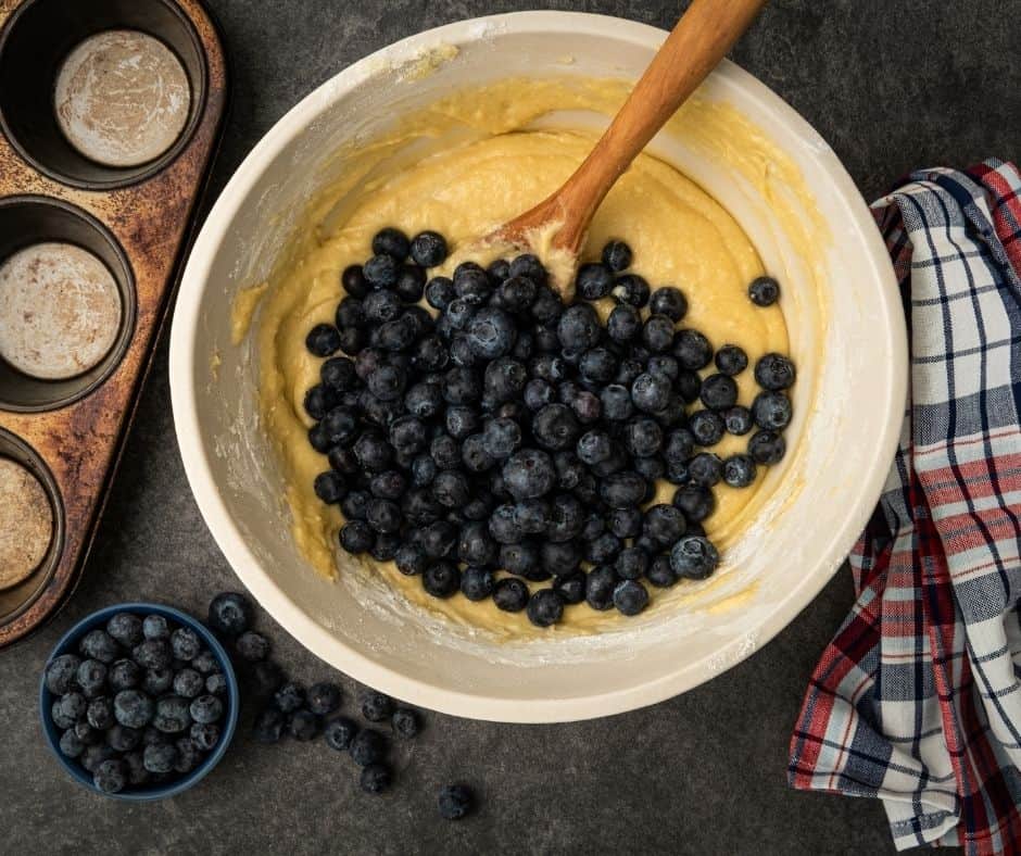 Blueberry Quick Bread Batter in Bowl