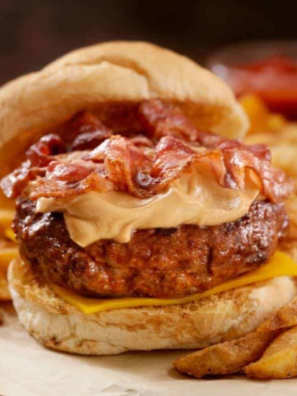 Air Fryer Bacon Burgers