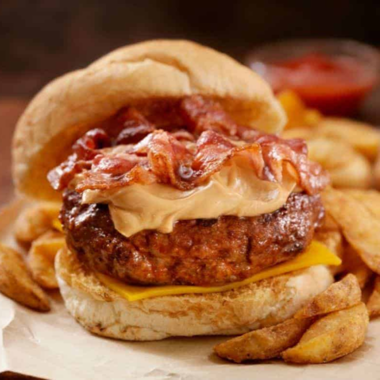 Air Fryer Bacon Burgers