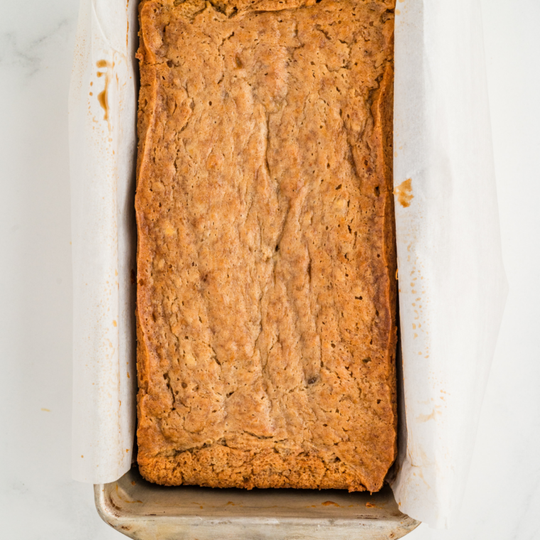 Baking mini banana nut loaf in air fryer at 320&deg;F until golden and cooked through.