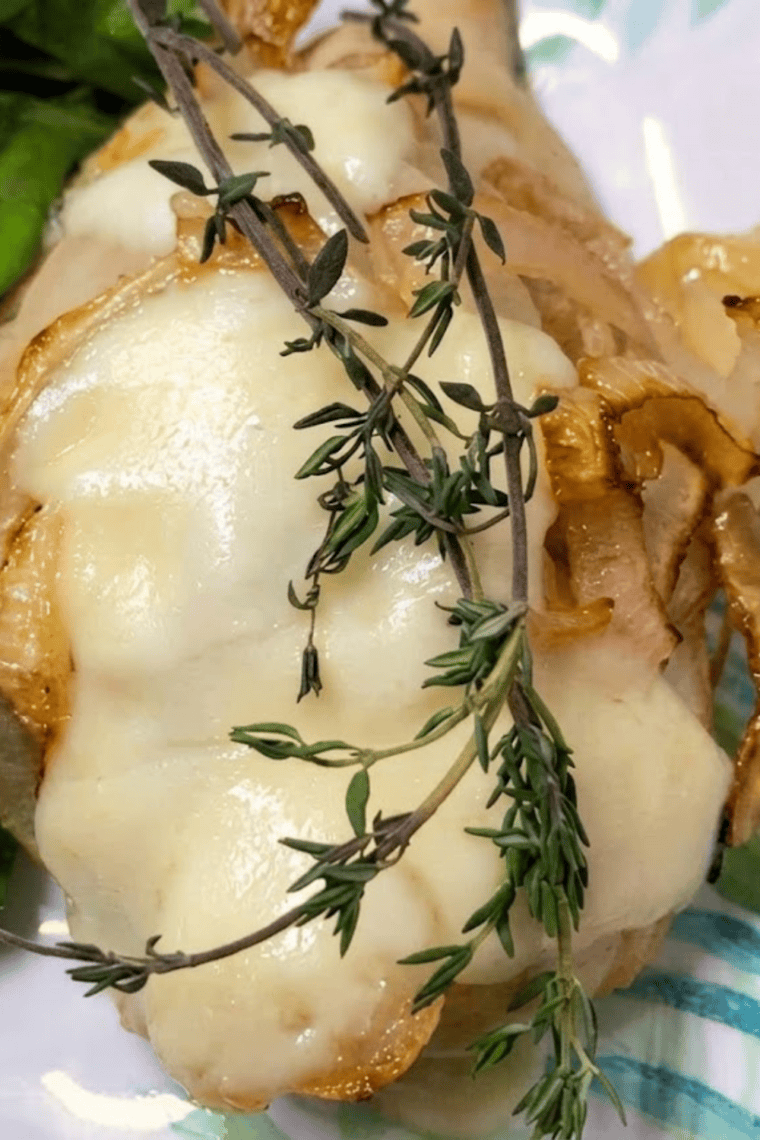 Air Fryer French Onion Chicken Breast with Fontina Cheese &mdash; easy 30-minute gluten-free dinner recipe