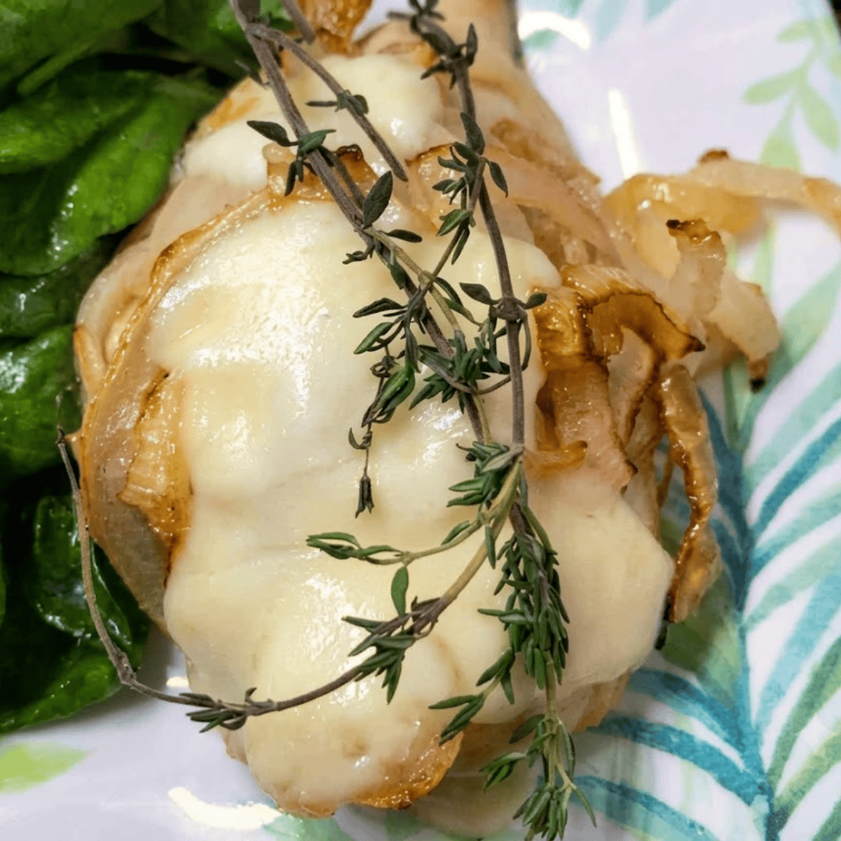 Air Fryer French Onion Chicken Breast With Fontina Cheese