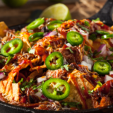 Plate of Air Fryer Loaded Pulled Pork Nachos