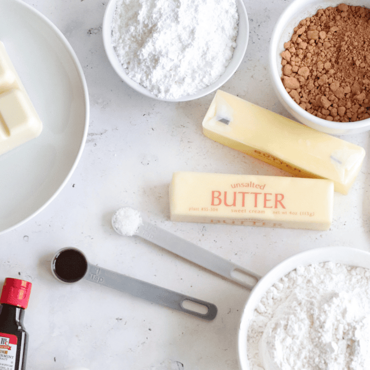 Ingredients needed for Easy Air Fryer Brownie Cookies on kitchen table.