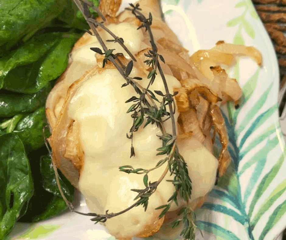 Air Fryer French Onion Chicken Breast With Fontina Cheese