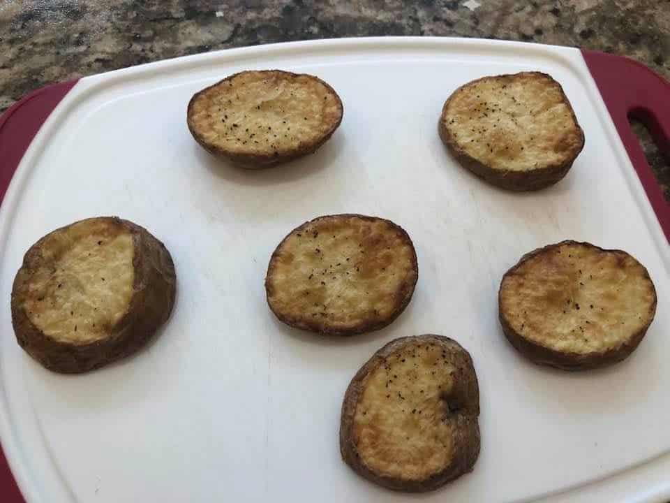 Air Fryer Loaded Potato Rounds Fork To Spoon