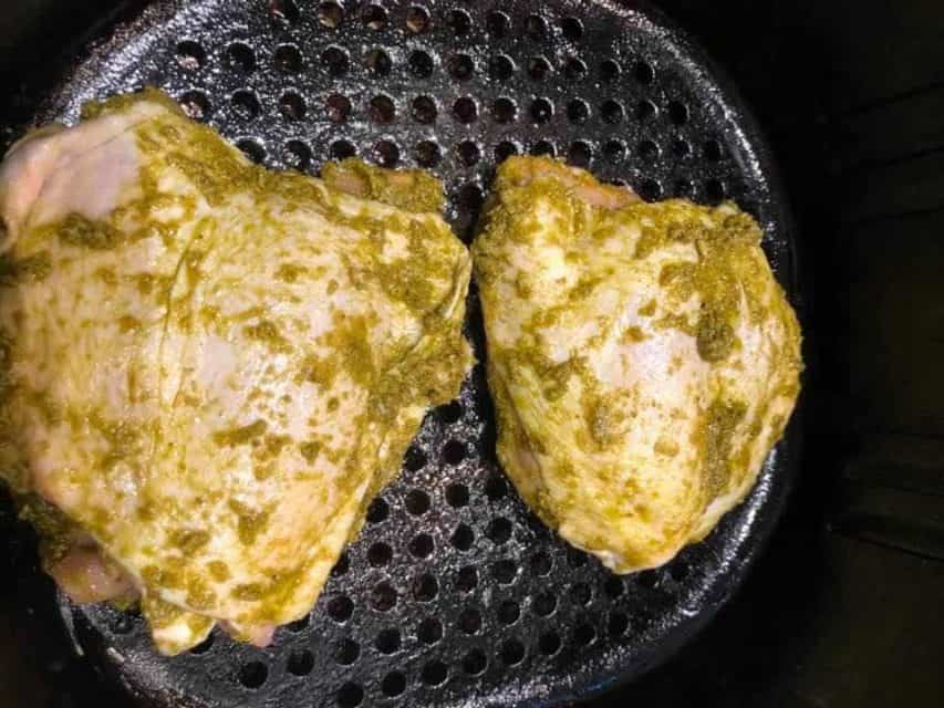Air Fryer Pesto Chicken Thighs Fork To Spoon