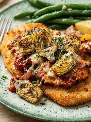 Air Fryer Artichoke Chicken turns a simple breaded chicken breast into a dinner that tastes like you fussed &mdash; crispy on the outside, juicy inside, and crowned with melty cheese and artichokes. It comes together in about 40 minutes, with no deep fryer and no mess.