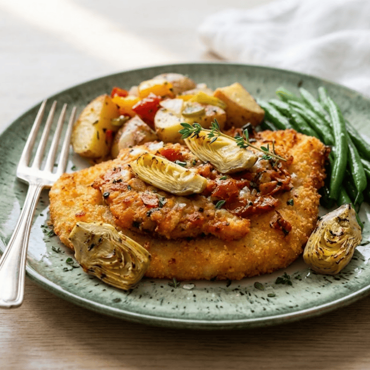 Breaded chicken breasts arranged in a single layer in the air fryer basket before cooking