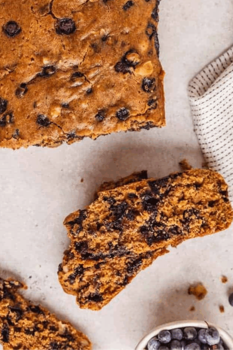 Air Fryer Blueberry Zucchini Bread – golden loaf with blueberries and zucchini, sliced and ready to serve