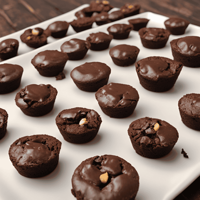 Warm brownie bites popped out of the mold and ready to serve