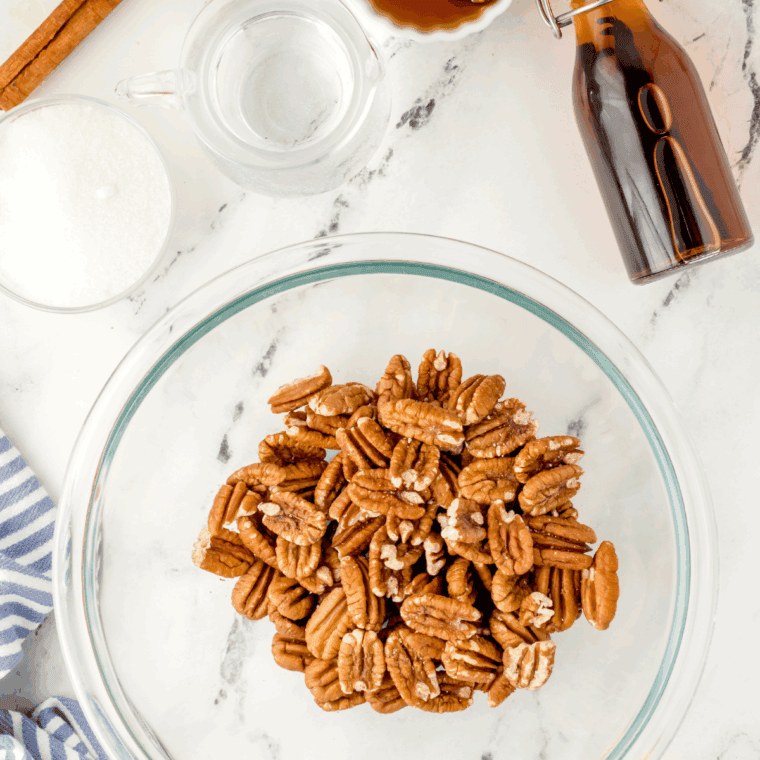 Ingredients needed for Air Fryer Pecan Rolls on kitchen table.