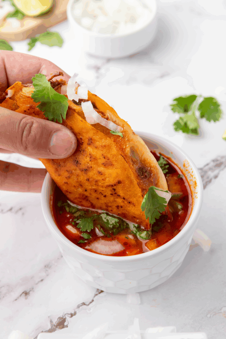 Air Fryer Pork Tacos with tender, seasoned pork in crispy tortillas, topped with your favorite toppings for a quick, flavorful meal.