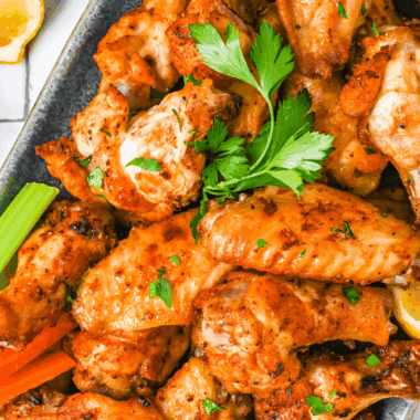 Air Fryer Salt and Vinegar Wings: Crispy chicken wings coated with tangy salt and vinegar seasoning, air-fried to perfection.