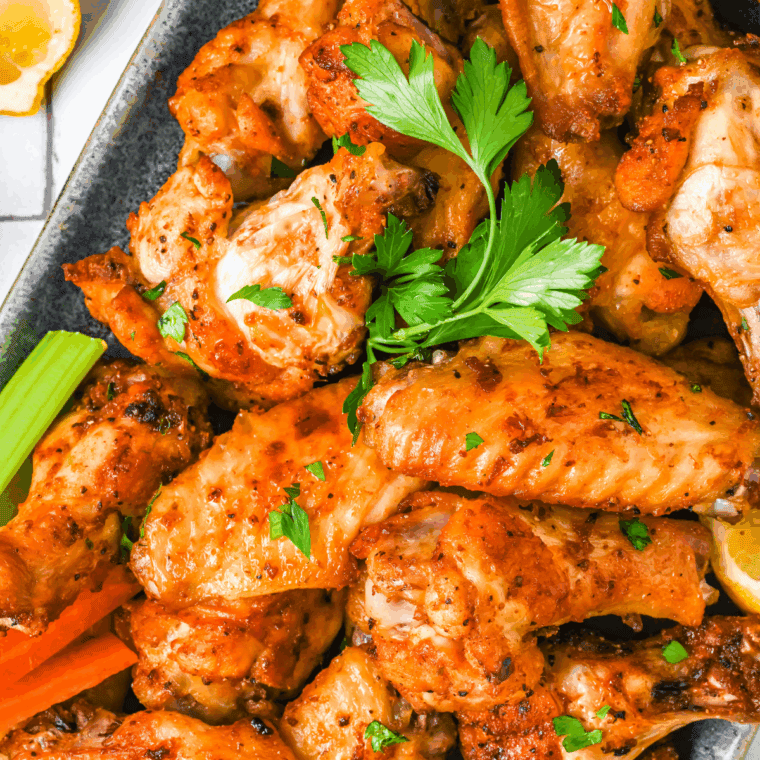 Air Fryer Salt and Vinegar Wings: Crispy chicken wings coated with tangy salt and vinegar seasoning, air-fried to perfection.
