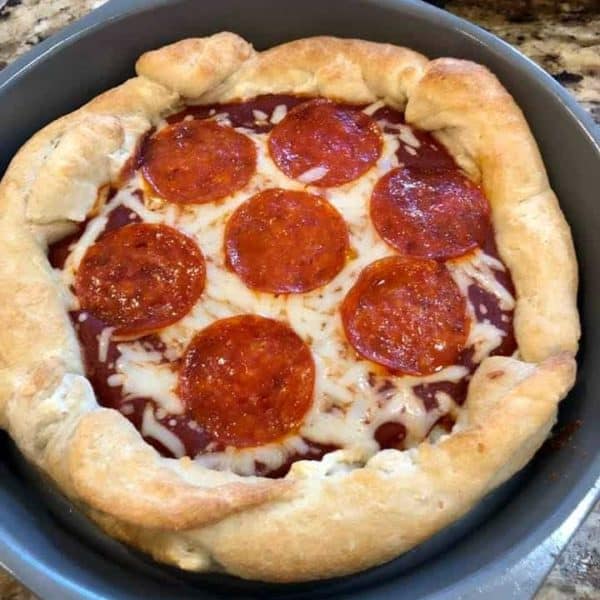 Air Fryer Deep Dish Pepperoni Pizza Fork To Spoon