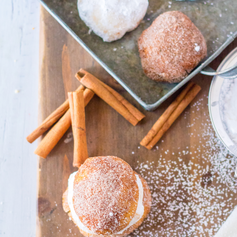 Air Fryer Pumpkin Spice Donut Holes on plate.