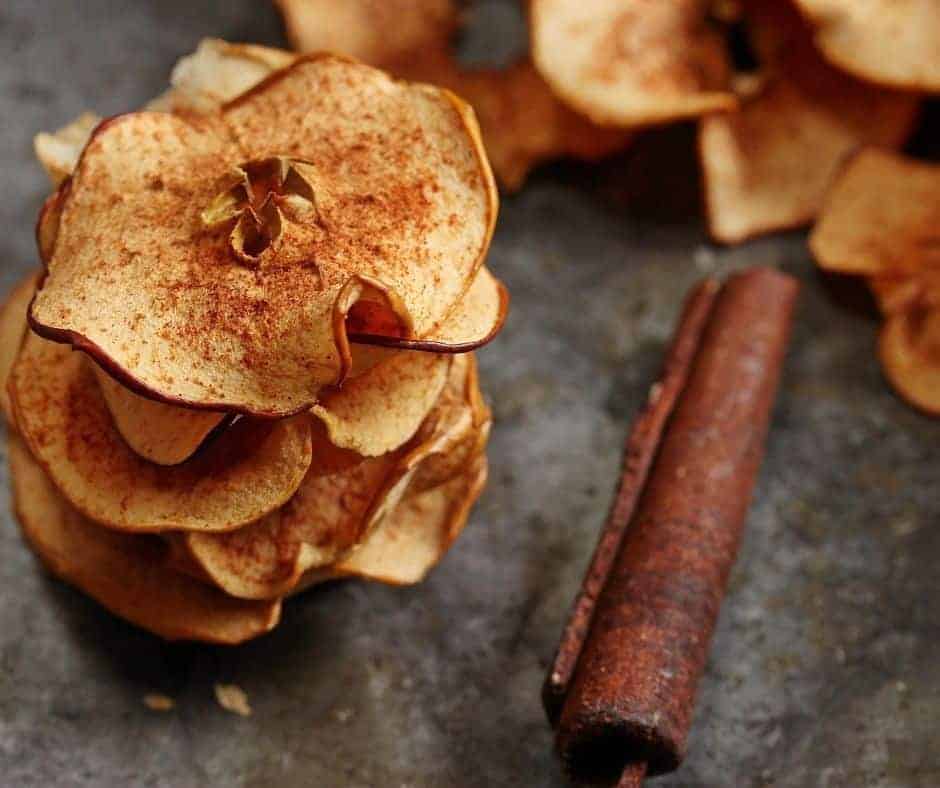 Air Fryer Cinnamon Apple Chips Fork To Spoon