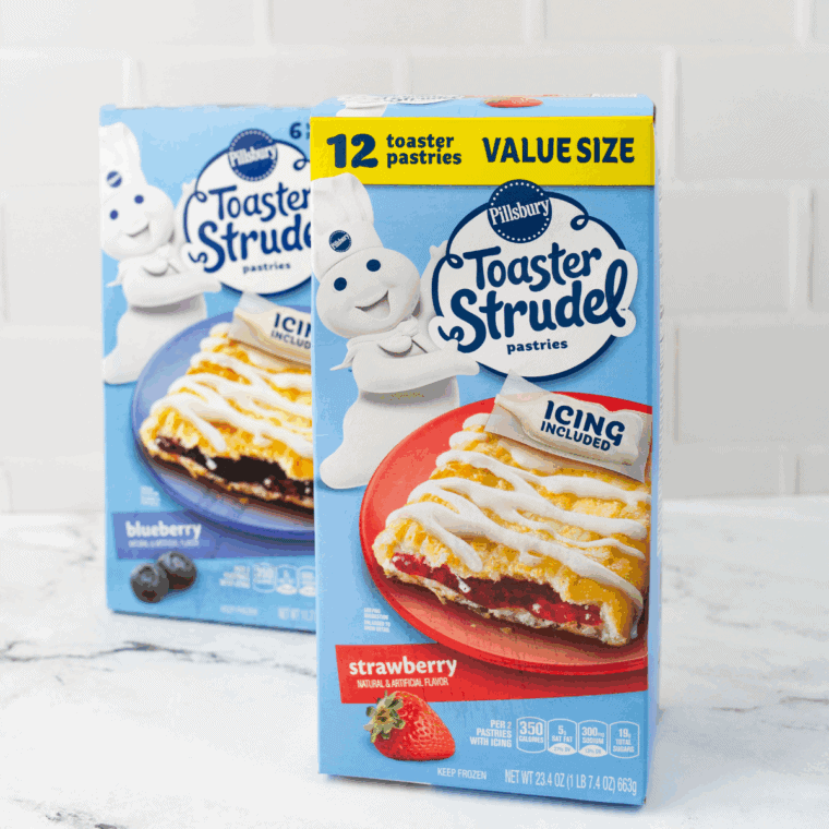 Ingredients Needed for Easy Air Fryer Toaster Strudel on kitchen table.