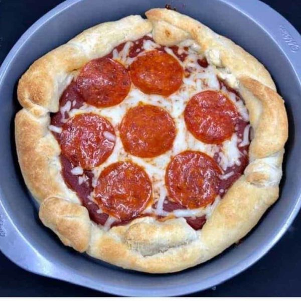 Air Fryer Deep Dish Pepperoni Pizza Fork To Spoon