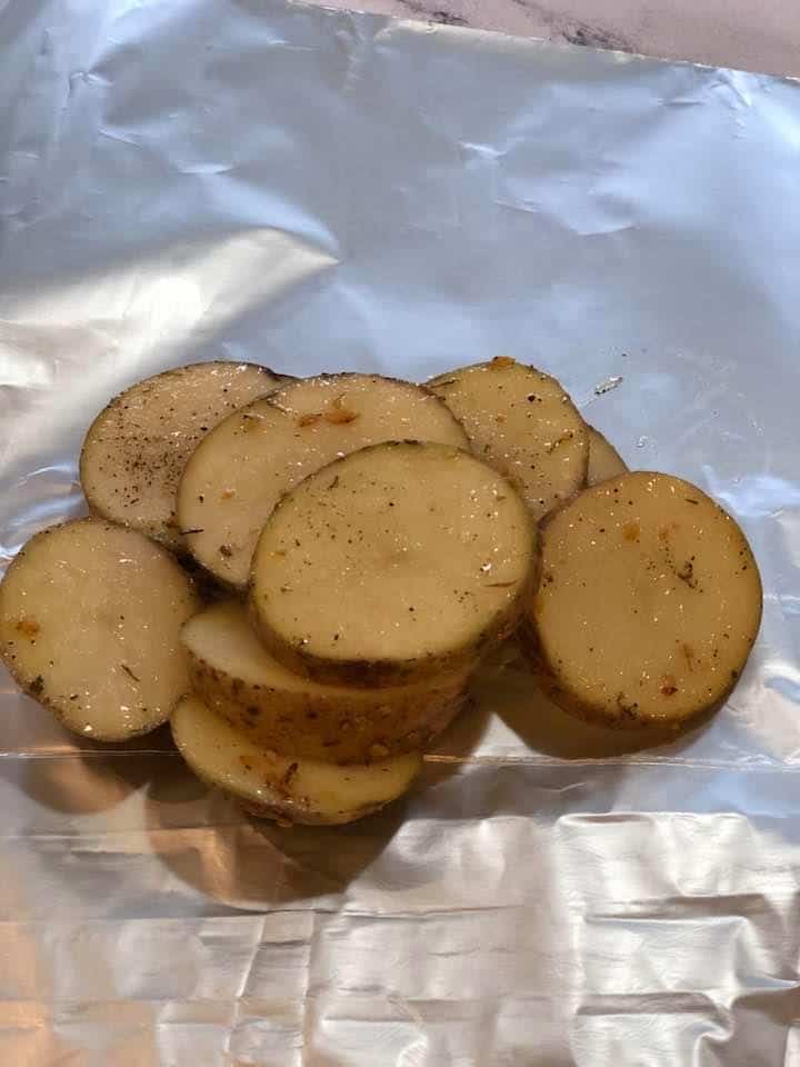 Air Fryer Cheesy Potatoes Foil Packet Fork To Spoon