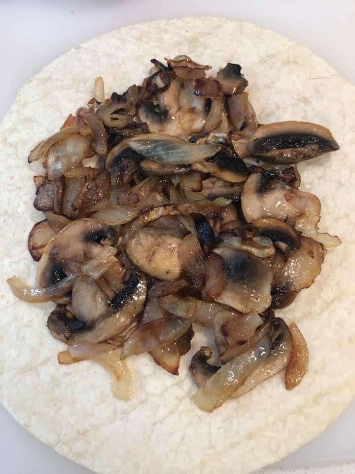 Air Fryer Caramelized Onion and Mushroom Quesadilla